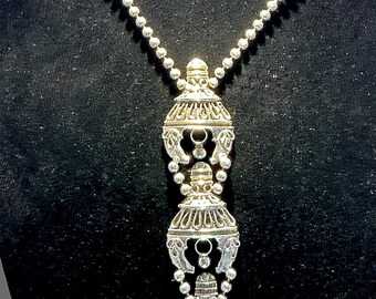 Signed KJL Silver Tone Pendant Drop Statement Necklace