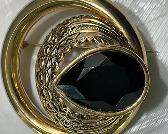 Purple Glass Brooch Vintage Art Deco Design