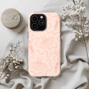 Ballet Phone Case | Coquette Aesthetic iPhone Cover with Slippers, Tutus & Ribbons | Soft Pink Girly Ballerina iPhone Case | Dance Case