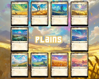 cartes,Terre de base - Ensemble des plaines - Lots de 10 cartes - Cartes pour EDH/CEDH - Cartes personnalisées - Cartes faites maison,Style Magic Aurora