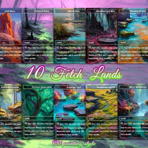 Fetch Land Bundle 10 cards Custom Proxy Magic Card，High Quality Cards，Oil painting style