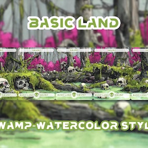 Basic Lands-Swamp 25 Different cards Custom Proxy Magic Card，High Quality Cards，Watercolor style