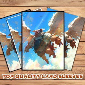 Card Sleeves, MTG Card Sleeve,Top Quality  Card Sleeve,mtg perfect fit sleeves, Art Sleeves,Flying Pig in Fantasy Sky Adventure