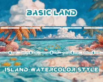 cards,Basic Lands-Island 25 Different cards Custom  Magic Card，High Quality Cards，Watercolor style