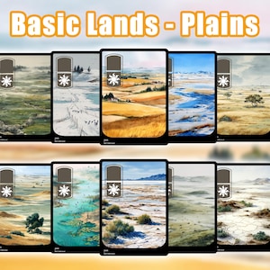 Basic Lands Plains 10 Different cards Custom Proxy Magic Card,High Quality Cards,Watercolor style