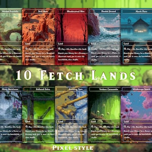 Lot de 10 cartes Fetch Land, carte magique proxy personnalisée, cartes de haute qualité, style pixel