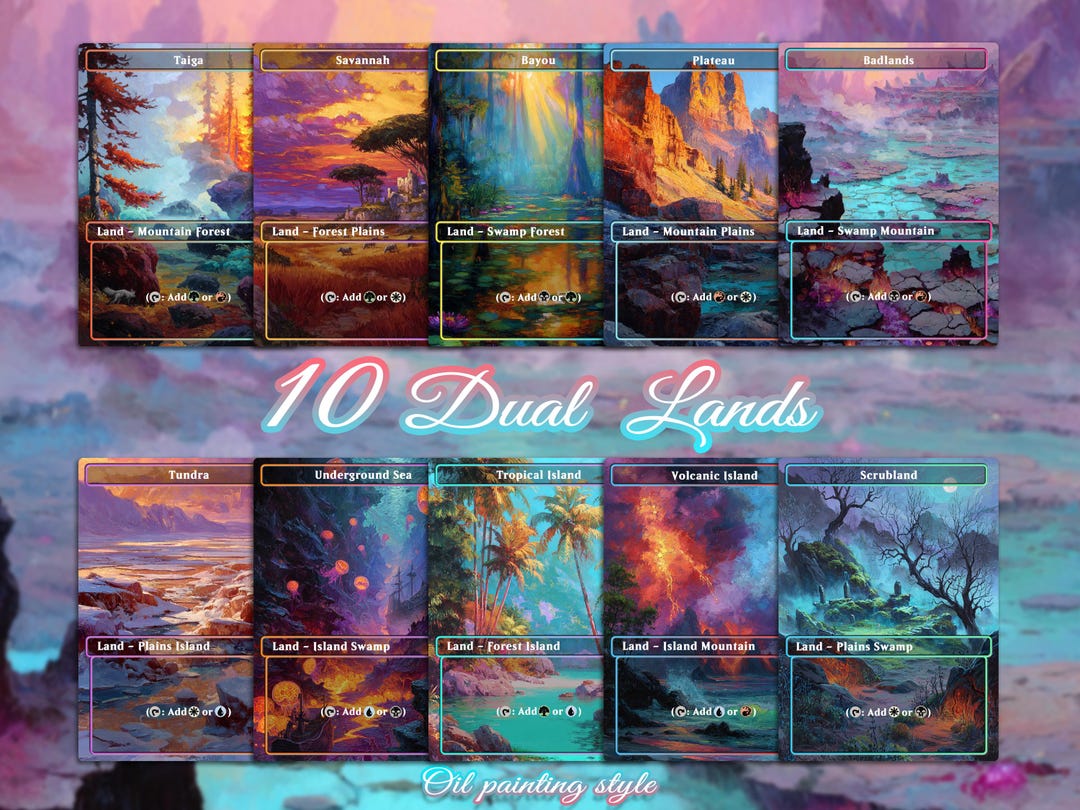 Land Card Examples Dual Land Bundle 10 Cards Custom Magic Card,high Quality Cards,oil ...