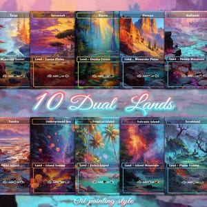 Dual Land Bundle 10 cards Custom Proxy Magic Card，High Quality Cards，Oil painting style