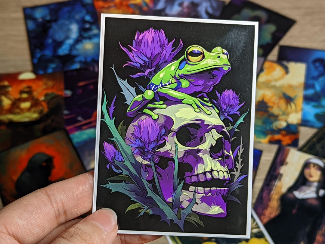 Card Sleeves, Card Sleeve,top Quality Card Sleeve, Perfect Fit Sleeves, Art  Sleeves,frog on Skull With Thistles - Etsy