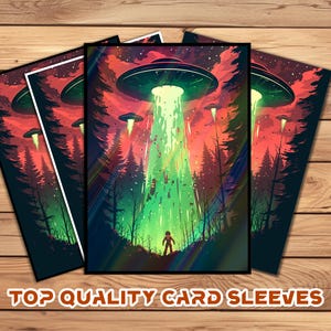 Card Sleeves, MTG Card Sleeve,Top Quality  Card Sleeve,mtg perfect fit sleeves, Art Sleeves,Fantasy UFO Encounter in Forest