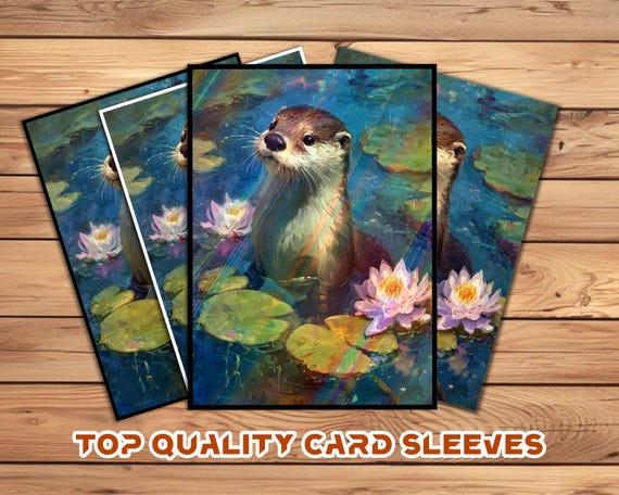 Card Sleeves - Top Quality Perfect Fit,Perfect Fit for /Anime card,Anime  Sleeves,Custom Option|Otter in Pond with Water Lilies