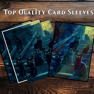 Pochettes pour cartes, pochette pour cartes MTG, pochette pour cartes de qualité supérieure, pochette pour cartes magiques, cadeaux pour les joueurs, chats noirs dans les escaliers