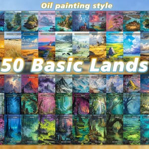 Super Land Pack: 50 custom-designed, high-quality Oil painting style land card,high quality lands for EDH or cEDH