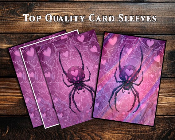 Card Sleeves - Gift for Players,Perfect Fit for /Anime card,Art  Sleeves,Custom Option|Pink - Hearted Spider in Web sleeves