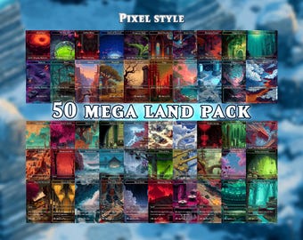 EDH Utility Land  Set - 50 Card Bundles -  Cards for EDH/cEDH - English Cards ,Pixel Art Style Lands