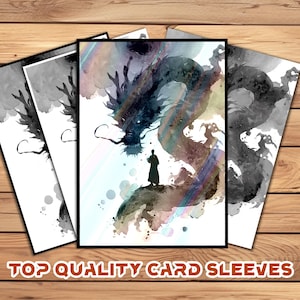 Card Sleeves, MTG Card Sleeve,Top Quality  Card Sleeve,mtg perfect fit sleeves, Art Sleeves,Ink Dragon & Figure in Eastern Art
