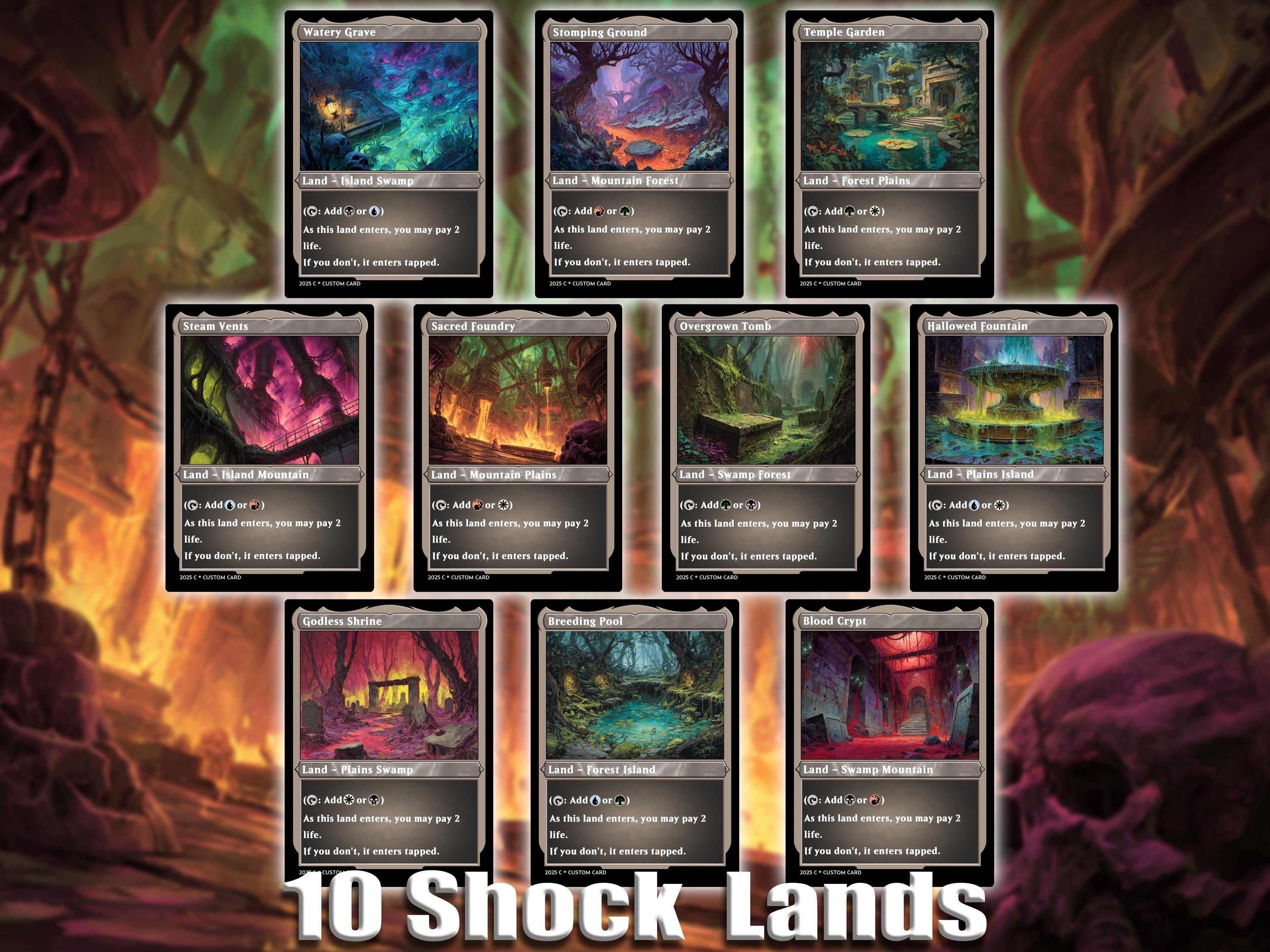 Shock Land Bundle 10 Cards Custom Magic Card,high Quality Cards