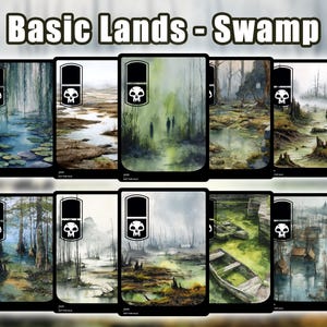 Basic Lands Swamp 10 Different cards Custom Proxy Magic Card,High Quality Cards,Watercolor style