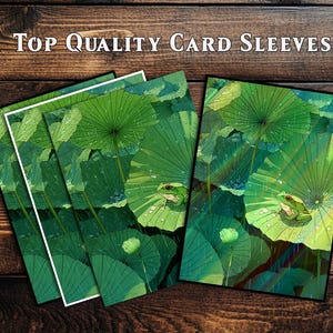 Pochettes pour cartes, pochette pour cartes MTG, pochette pour cartes de qualité supérieure, pochette pour cartes magiques, cadeaux pour les joueurs, grenouille sur feuille de lotus sous la pluie