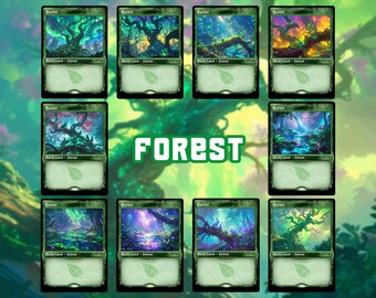 cartes,Terre basique - Ensemble forêt - Lots de 10 cartes - Cartes pour EDH/CEDH - Cartes personnalisées - Cartes faites maison, Style Magic Aurora