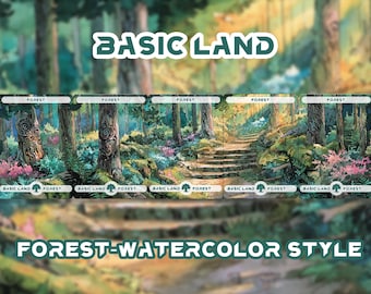cards,Basic Lands-Forest 25 Different cards Custom  Magic Card，High Quality Cards，Watercolor style