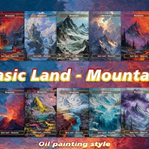 Basic Lands Mountain 10 Different cards Custom Proxy Magic Card,High Quality Cards,Oil painting style
