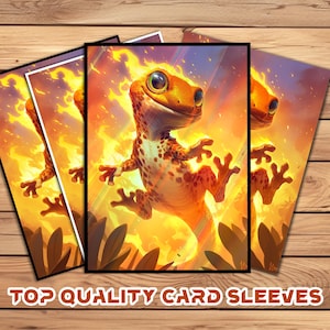 Card Sleeves, MTG Card Sleeve,Top Quality  Card Sleeve,mtg perfect fit sleeves, Art Sleeves,Fantasy Flame Lizard in Bright Colors
