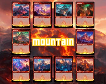 cartes,Terre de base - Ensemble montagne - Lots de 10 cartes - Cartes pour EDH/CEDH - Cartes personnalisées - Cartes maison, Style Magic Aurora