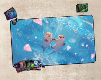 Anime TCG-speelmat, Trading Card Game-accessoires, pc-gameaccessoire, Dreamy Underwater Otters Gaming-bureaumat: TCG-speelmat