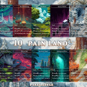 Pain Land Bundle 10 cards Custom Proxy Magic Card，High Quality Cards，pixel style