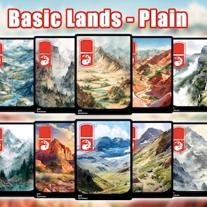 Basic Lands Mountain 10 Different cards Custom Proxy Magic Card,High Quality Cards,Watercolor style