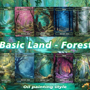 Basic Lands Forest 10 Different cards Custom Proxy Magic Card,High Quality Cards,Oil painting style