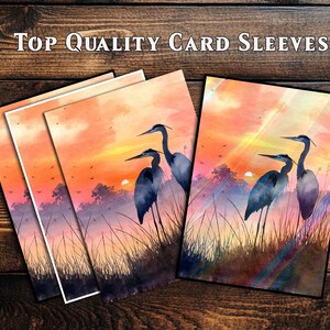 Pochettes pour cartes, pochette pour cartes MTG, pochette pour cartes de qualité supérieure, pochette pour cartes magiques, cadeaux pour les joueurs, hérons aquarelles au coucher du soleil