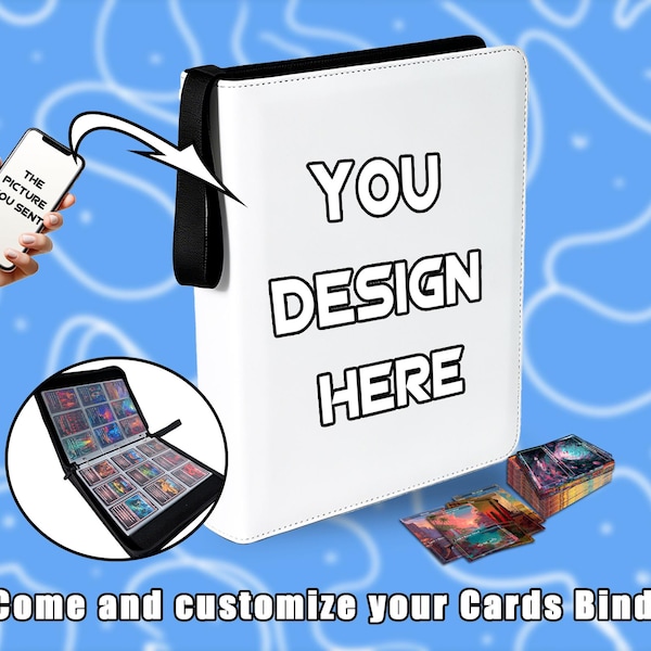 Personalized Card Binder -Custom Card Holder,4 Pocket/9 Pocket,Leather,Custom patterns,Removable inner pages,Pokemon Gift,Custom friend gift