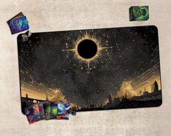 Anime TCG Playmat ,Trading Card Game Accessories,PC Game Accessory,Dark Starry Sky Fantasy Game Table Mat: TCG Game Mat, Non-Slip, 24" x 14"