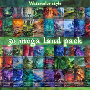 EDH Utility Land  Set - 50 Card Bundles -  Cards for EDH/cEDH - English Cards ,Watercolor style Lands,Custom  Magic Card