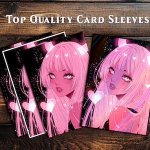 Kaarthoezen, MTG-kaarthoes, topkwaliteit kaarthoes, magische kaarthoes, cadeaus voor gamers, rozeharige demon - gehoornde meid