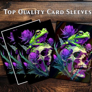 Pochettes pour cartes, pochette pour cartes MTG, pochette pour cartes de qualité supérieure, pochette pour cartes magiques, cadeaux pour les joueurs, grenouille sur tête de mort avec chardons
