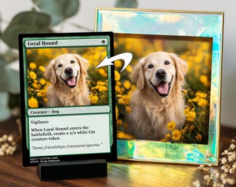 Individuell gestaltete Karten, Karten im MTG-Stil nach Wunsch, Erinnerungskarten für Haustiere, hochwertige personalisierte Karten, Geschenk zum Gedenken an Haustiere