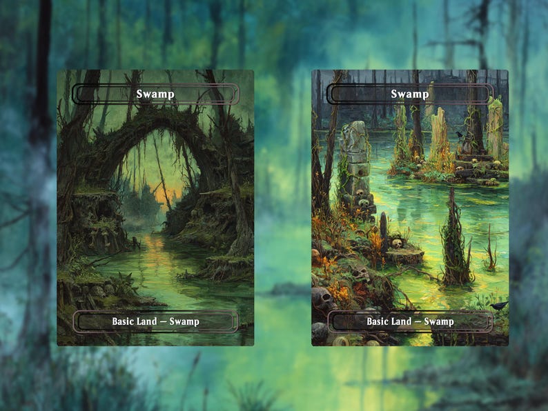 Cards,basic Lands Swamp 10 Different Cards Custom Magic Card,high ...