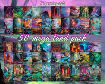 土地カード50枚セット - EDH/cEDH用カード - 英語カード、油絵風土地カード