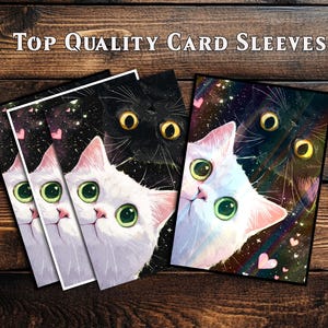 Koszulki na karty, Koszulki na karty MTG, Koszulki na karty najwyższej jakości, Koszulki na karty Magic, Prezenty dla graczy, Uzdrawiające czarno-białe koty w gwiazdach