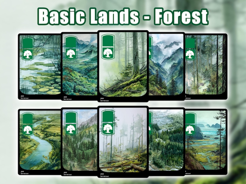 Basic Land Pack:50 Custom Designed High Quality Watercolor Style Basic ...