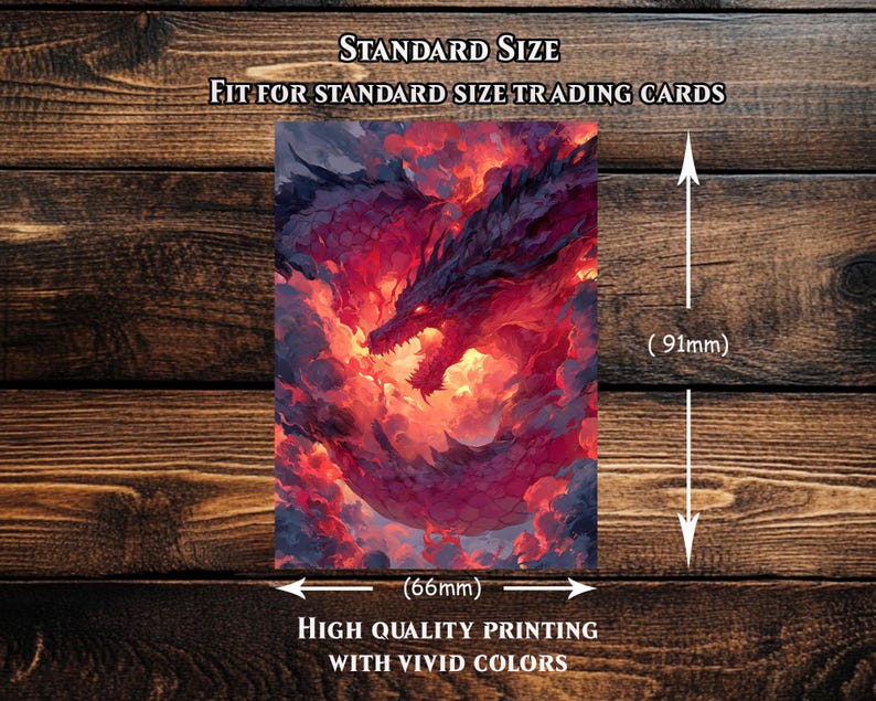 Bustine protettive per carte, Bustina protettiva per carte, Bustina protettiva per carte di alta qualità, bustine perfettamente aderenti, Bustine protettive artistiche, Fantasy Fire Dragon immagine 6