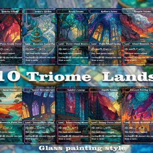 Triome Land Bundle 10 cards Custom Proxy Magic Card，High Quality Cards，Glass painting style