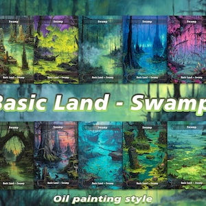 Basic Lands Swamp 10 Different cards Custom Proxy Magic Card,High Quality Cards,Oil painting style