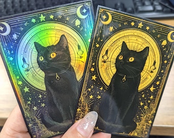 Bustine protettive per carte, Bustina protettiva per carte, Bustina protettiva per carte di alta qualità, bustine perfettamente aderenti, Bustine artistiche, Gatto nero astrologico