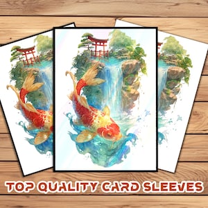 Card Sleeves, MTG Card Sleeve,Top Quality  Card Sleeve,mtg perfect fit sleeves, Art Sleeves,Watercolor Koi in Japanese - style Landscape