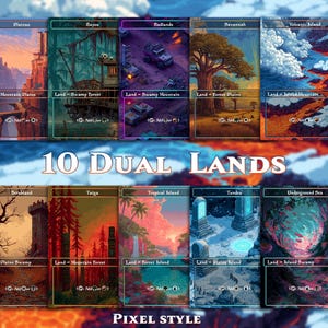 Paquete Dual Land de 10 cartas: Cartas mágicas proxy personalizadas, cartas de alta calidad, estilo píxel