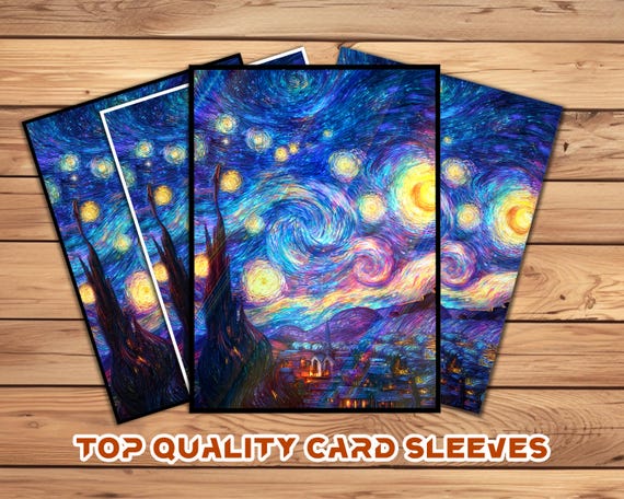 starry night card sleeves Card Sleeves, Card Sleeve,top Quality Card Sleeve, Perfect Fit Sleeves, Art  Sleeves,van Gogh - Style Starry Town